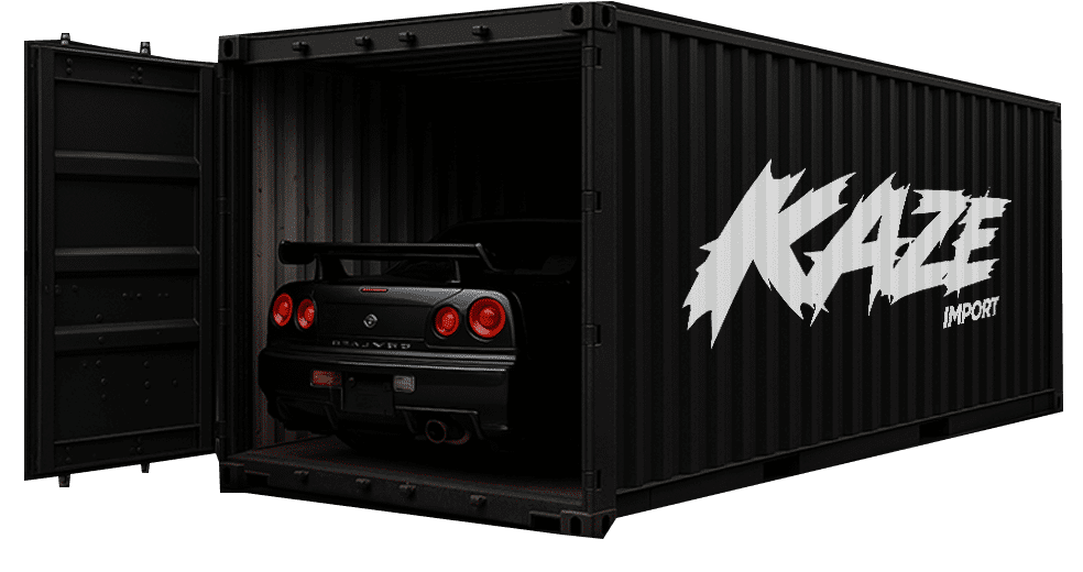 Container da Kaze Import com um Nissan Skyline dentro