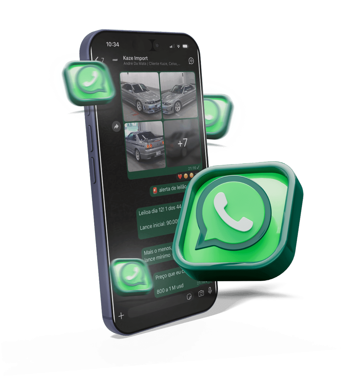 Celular mostrando o grupo de WhatsApp da Kaze